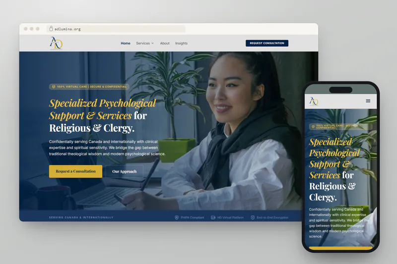 Adlumina website on desktop and phone