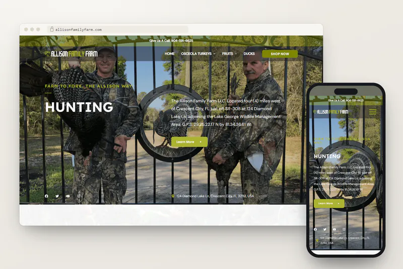 Allison Family Farm website on desktop and phone