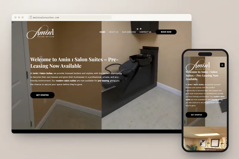 Amin 1 Salon Suites website on desktop and phone