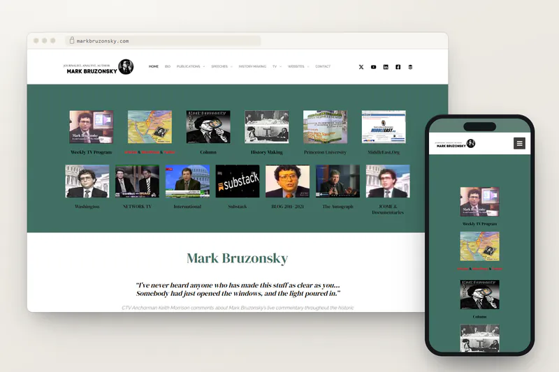 Mark Bruzonsky website on desktop and phone