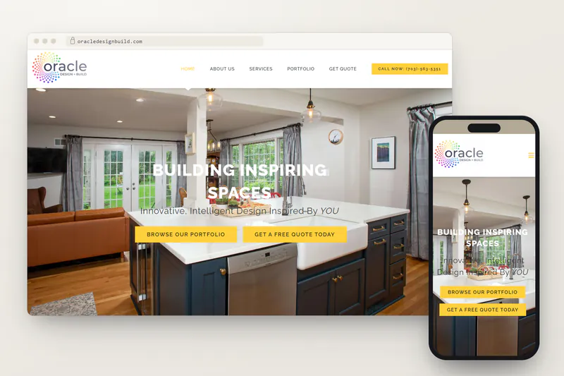 Oracle Design Build website on desktop and phone