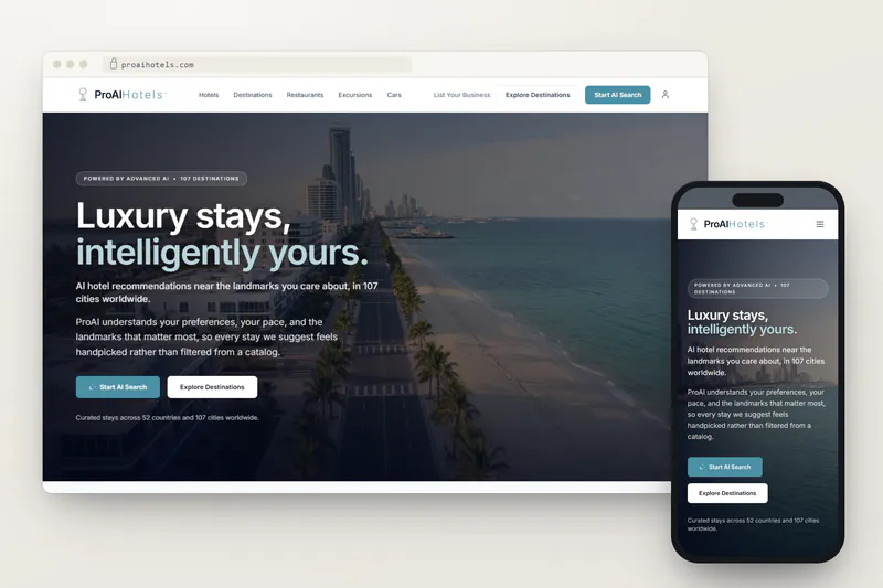ProAI Hotels on desktop and phone