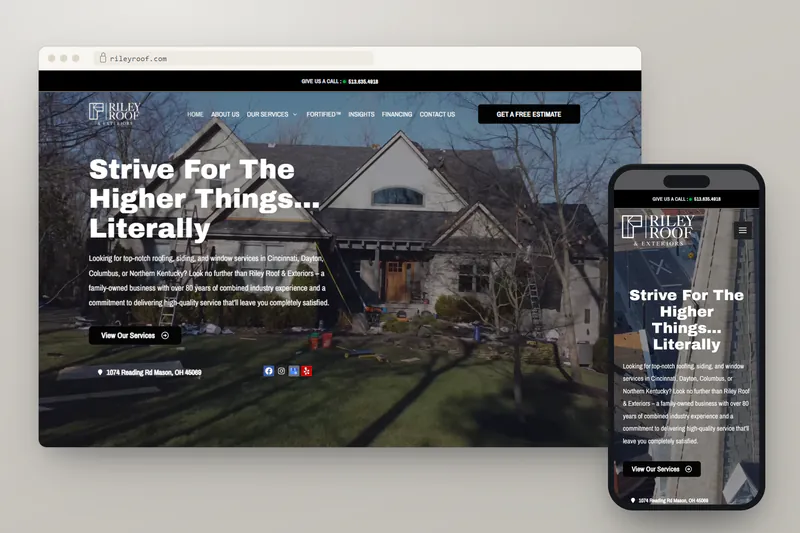 Riley Roof website designed and built by Charliez Digital