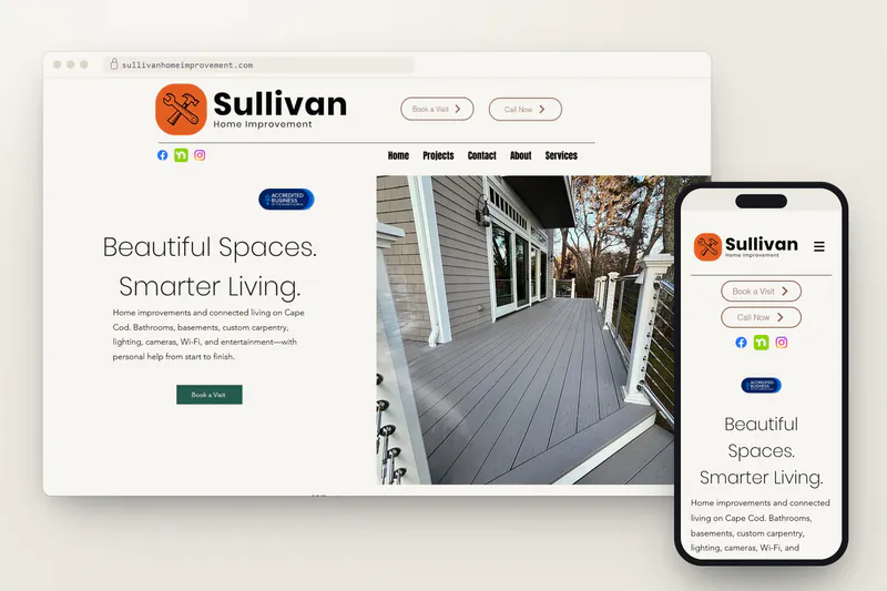 Sullivan Home Improvement website on desktop and phone