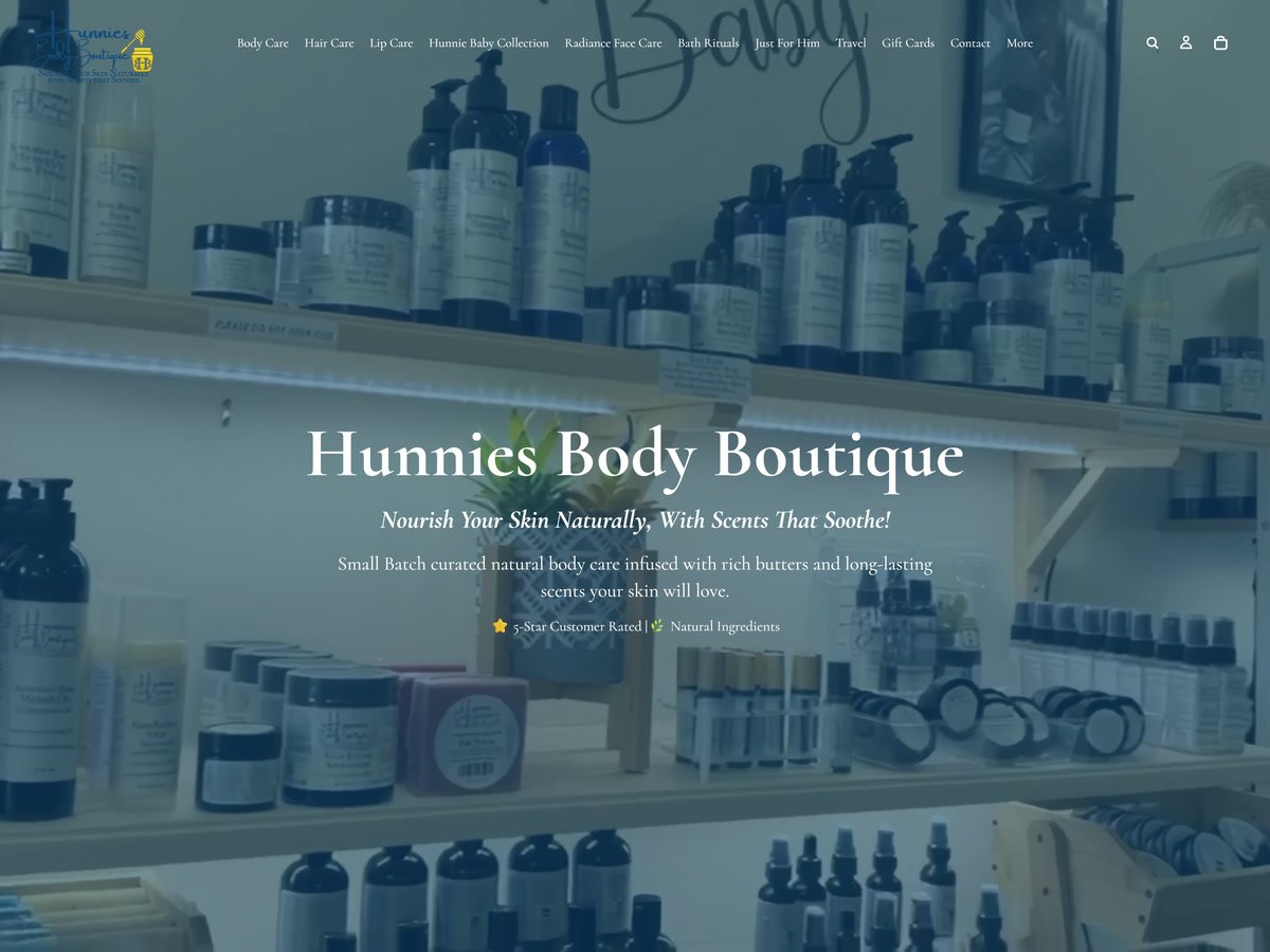 Hunnies Body Boutique website